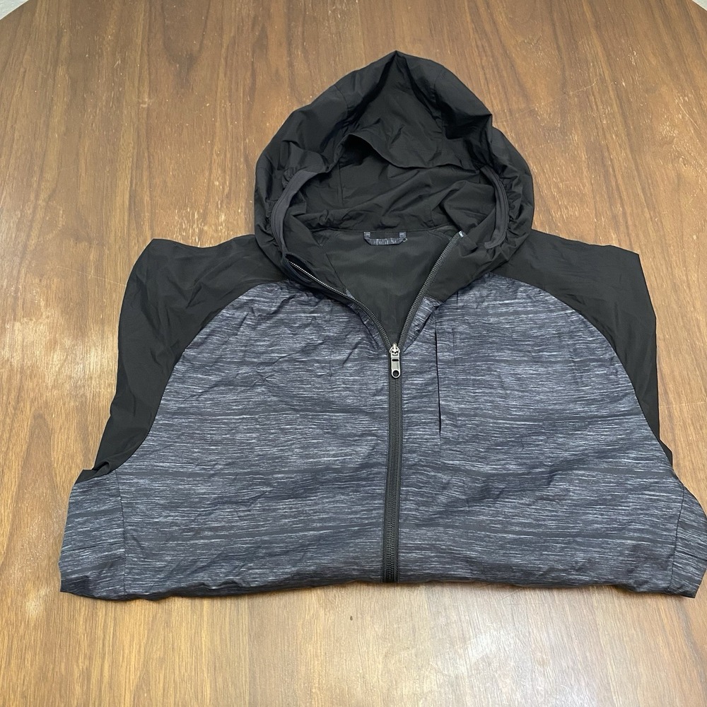 Lululemon Jacket Men L Gray Black Surge Full Zip Windbreaker Wicking Zip Pockets
